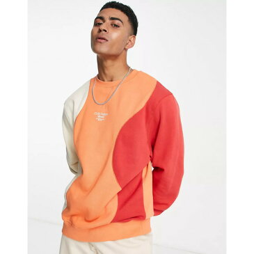 リバーアイランド メンズ パーカー・スウェットシャツ アウター River Island ombre wave sweatshirt in orange ORANGE