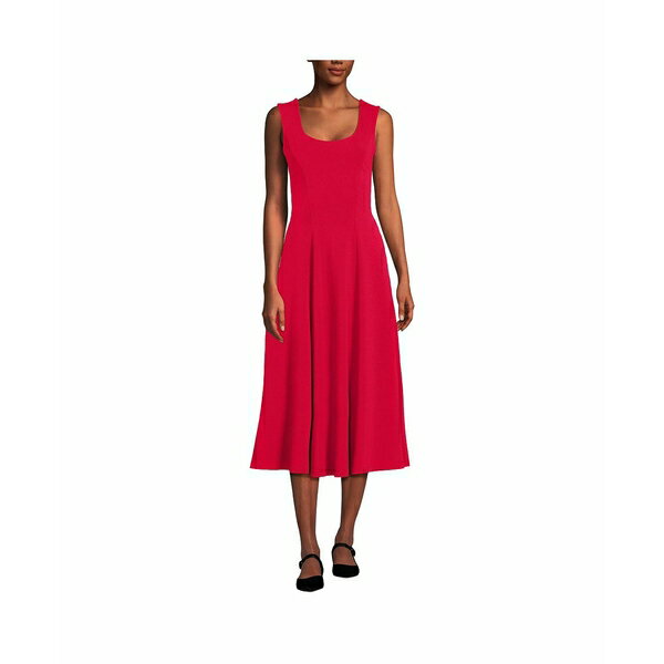 ランズエンド レディース ワンピース トップス Women's Starfish Midi Fit and Flare Dress Heritage red