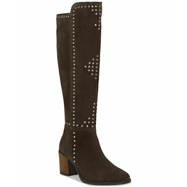 ラッキーブランド レディース ブーツ シューズ Women's Bonnay Knee-High Block-Heel Boots Leonardo Dark Grey Suede