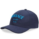 ヴェルサーチ メンズ 帽子 アクセサリー Versace Embroidered Logo Cap Blue