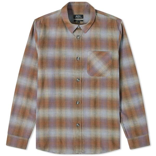 A[y[Z[ Y Vc gbvX A.P.C. Trek Button Down Check Shirt Multi