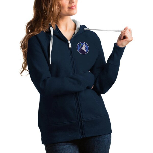 アンティグア レディース パーカー・スウェットシャツ アウター Minnesota Timberwolves Antigua Women's Victory FullZip Hoodie Navy