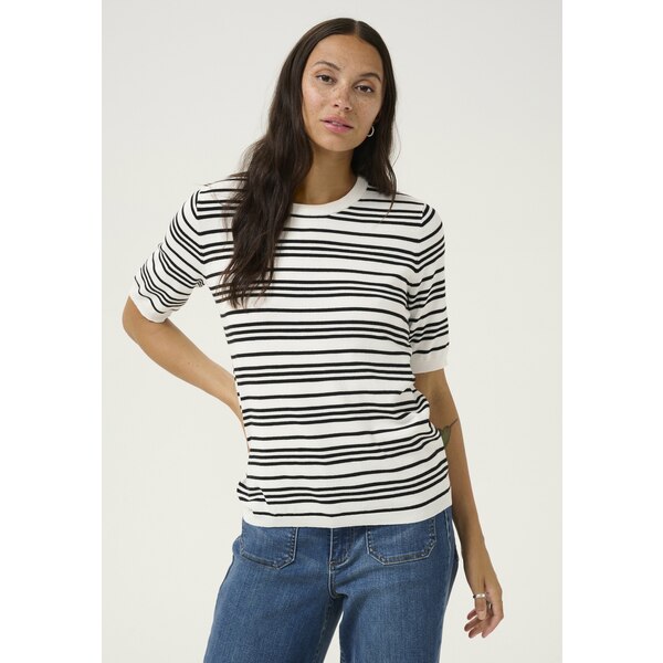 カフェ レディース Tシャツ トップス LIZZA STRIPED - Print T-shirt - chalk black stripe