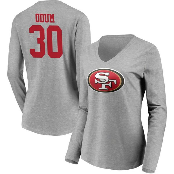 եʥƥ ǥ T ȥåץ San Francisco 49ers Fanatics Branded Women's Team Authentic Custom Long Sleeve VNeck TShirt Gray