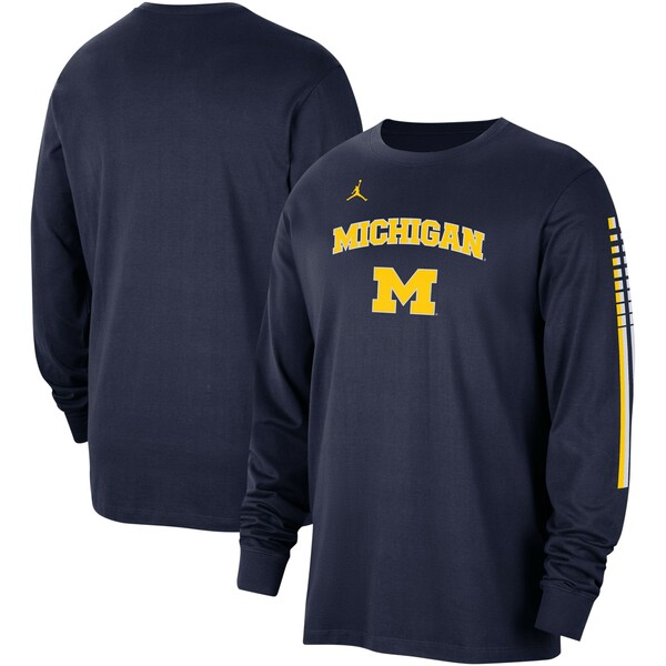 ジョーダン メンズ Tシャツ トップス Michigan Wolverines Jordan Brand Slam Dunk Long Sleeve TShirt Navy