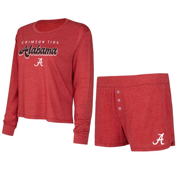 楽天astyコンセプトスポーツ レディース Tシャツ トップス Alabama Crimson Tide Concepts Sport Women's Team Color Long Sleeve TShirt & Shorts Set Crimson