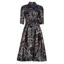 テリージョン レディース ワンピース トップス Belted Metallic Jacquard Shirt Dress navy blush