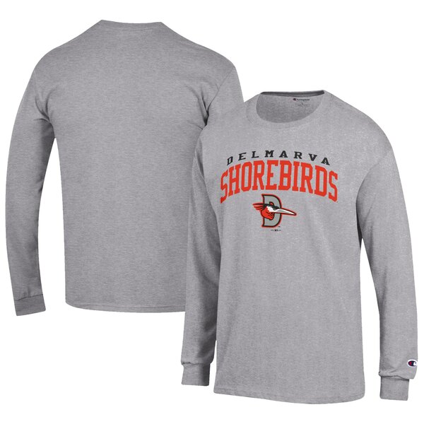 チャンピオン メンズ Tシャツ トップス Delmarva Shorebirds Champion Jersey Long Sleeve TShirt Gray