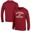 楽天astyチャンピオン メンズ Tシャツ トップス Alabama Crimson Tide Champion Athletics Logo Long Sleeve TShirt Crimson