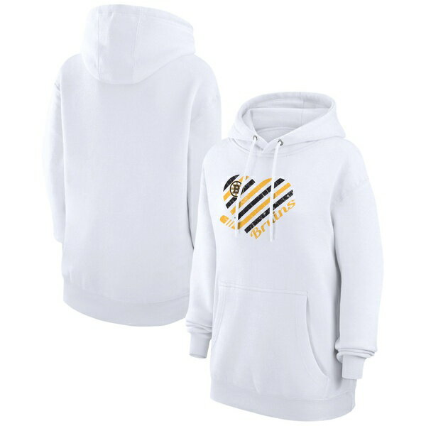 カールバンクス レディース パーカー・スウェットシャツ アウター Boston Bruins GIII 4Her by Carl Banks Women's Heart Pullover Hoodie White