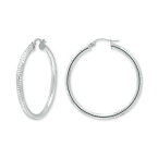 ジャニ ベルニーニ レディース ピアス＆イヤリング アクセサリー Textured Tube Medium Hoop Earrings, 35mm, Created for Macy's Silver