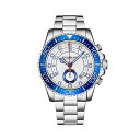 X^[O Y rv ANZT[ Men's Brigadier Quartz Chronograph Watch 42mm Diver With Stainless Steel Deployant Buckle Silver