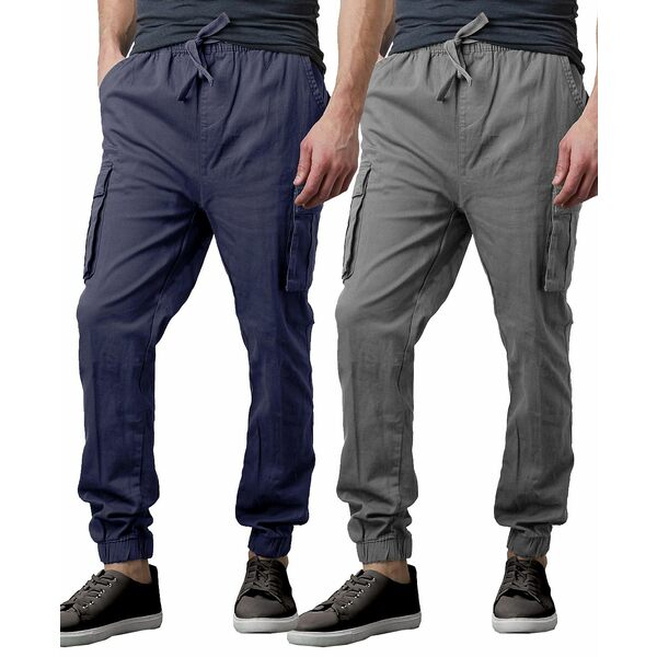 ギャラクシーバイハルビック メンズ カジュアルパンツ ボトムス Men 039 s Slim Fit Stretch Cargo Jogger Pants, Pack of 2 Navy, Gray