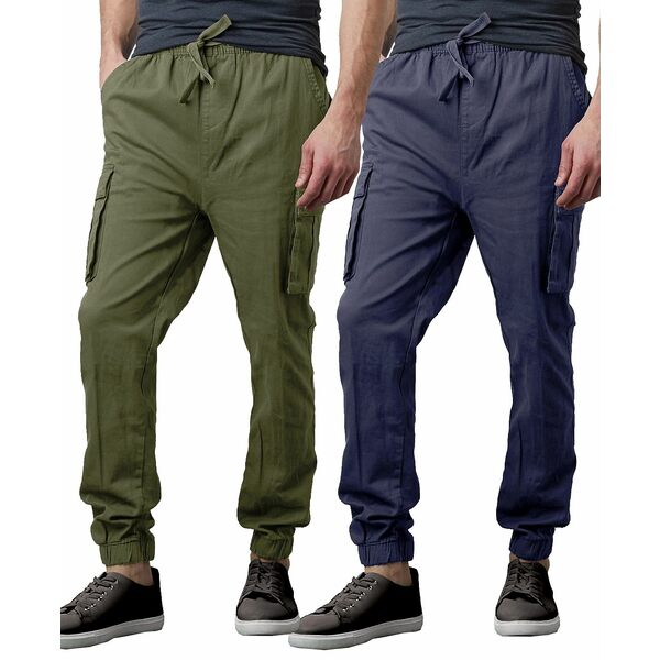 ギャラクシーバイハルビック メンズ カジュアルパンツ ボトムス Men 039 s Slim Fit Stretch Cargo Jogger Pants, Pack of 2 Olive, Navy