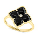 GtB[ RNV fB[X O ANZT[ EFFY&reg; Onyx & Diamond Accent Flower Ring in 14k Gold 14K Gold