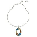 o[gE[E[XE\[z[ fB[X lbNXE`[J[Ey_ggbv ANZT[ Semi-Precious Mixed Stone Oval Pendant Wire Necklace Multi, Silver