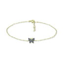 Wj xj[j fB[X uXbgEoOEANbg ANZT[ Blue Cubic Zirconia Butterfly Ankle Bracelet, Created for Macy's Gold over Silver