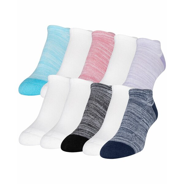 S[hgD[ fB[X C A_[EFA Women's 10-Pack Casual Cushion Heel And Toe No-Show Socks White/teal