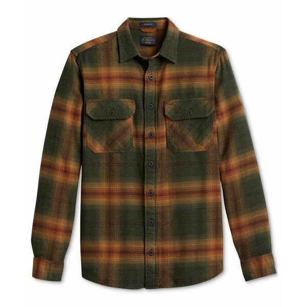 ペンドルトン メンズ シャツ トップス Men's Burnside Standard-Fit Plaid Button-Down Flannel Shirt Dark Olive/gold/red Plaid