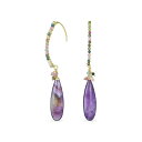 ブリング レディース ピアス＆イヤリング アクセサリー Boho Wire Wrap Cluster Bead Accent Linear Elongated Fish Hook Pink Tourmaline Amethyst Long Teardrop Gemstone Chandelier Dangle Earrings For Women Teens 18K Yellow Gold Plated Purple amethyst