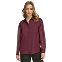 カルバンクライン レディース カットソー トップス Women's Chiffon Sleeve Button Down Blouse Port