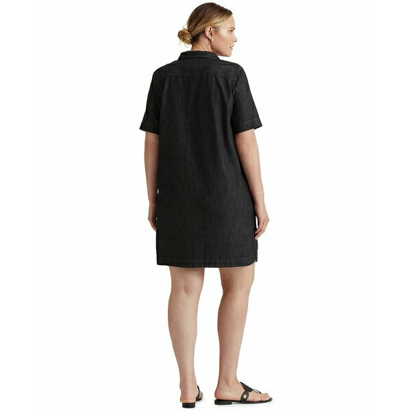 ラルフローレン レディース ワンピース トップス Women's Plus Size Short-Sleeve Denim Cotton Shift Dress Nightfall