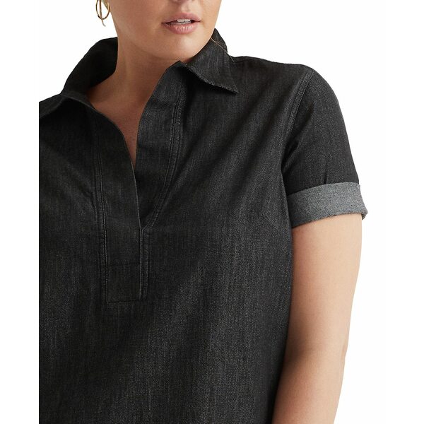 ラルフローレン レディース ワンピース トップス Women's Plus Size Short-Sleeve Denim Cotton Shift Dress Nightfall