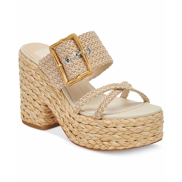 ドルチェヴィータ レディース サンダル シューズ Women's Edwina Buckle Detailed Wedge Sandals White/Natural Raffia