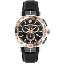 FT[` Y rv ANZT[ Men's Swiss Chronograph Aion Black Leather Strap Watch 45mm Two Tone