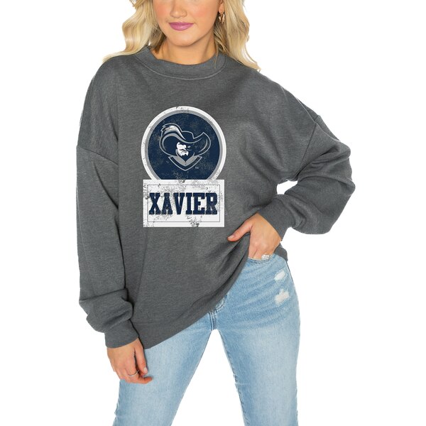 ゲームデイ レディース パーカー・スウェットシャツ アウター Xavier Musketeers Gameday Couture Women's Drop Shoulder Fleece Drop Pullover Sweatshirt Charcoal