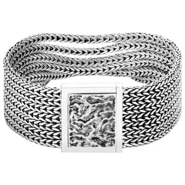 ジョン・ハーディー レディース ブレスレット・バングル・アンクレット アクセサリー Classic Chain Multi-Row Bracelet with Reticulated Pusher Clasp Silver