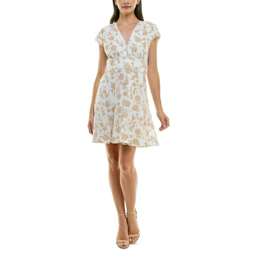 テイラー レディース ワンピース トップス Women's Printed Cotton Eyelet V-Neck Dress Whitetan テイラー レディース ワンピース トップス Women's Printed Cotton Eyelet V-Neck Dress Whitetan