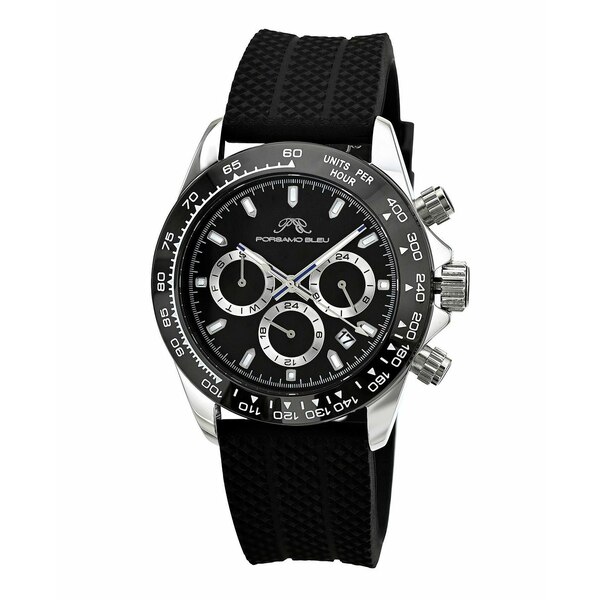 ポルサモンブリュー メンズ 腕時計 アクセサリー Preston Sport Silicone Silver Tone & Black Men's Watch 1037BPRR Silver and black