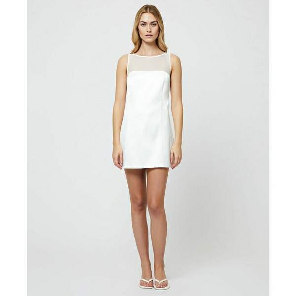 フレンチコネクション レディース ワンピース トップス Women's Carey Boat-Neck Satin Dress Summer White