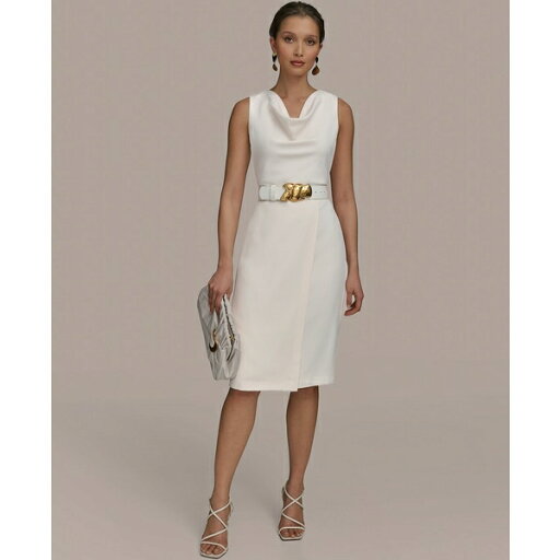 ダナ キャラン ニューヨーク レディース ワンピース トップス Women's Belted Sheath Dress Cream ダナ キャラン ニューヨーク レディース ワンピース トップス Women's Belted Sheath Dress Cream
