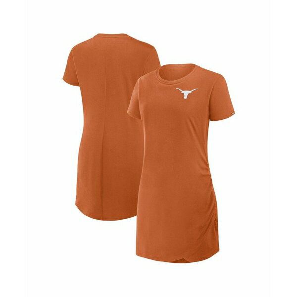 ファナティクス レディース ワンピース トップス Women's Texas Orange Texas Longhorns Relaxed Fit Drape T-Shirt Dress Orange