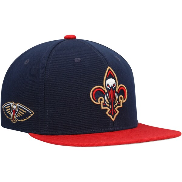 ミッチェル＆ネス ミッチェル&ネス メンズ 帽子 アクセサリー New Orleans Pelicans Mitchell & Ness Side Core 2.0 Snapback Hat Navy/Red