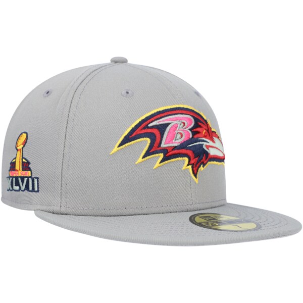 j[G Y Xq ANZT[ Baltimore Ravens New Era Color Pack 59FIFTY Fitted Hat Gray