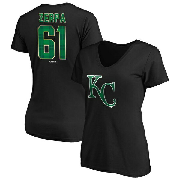 եʥƥ ǥ T ȥåץ Kansas City Royals Fanatics Branded Women's Emerald Plaid Personalized Name &Number VNeck TShirt Black