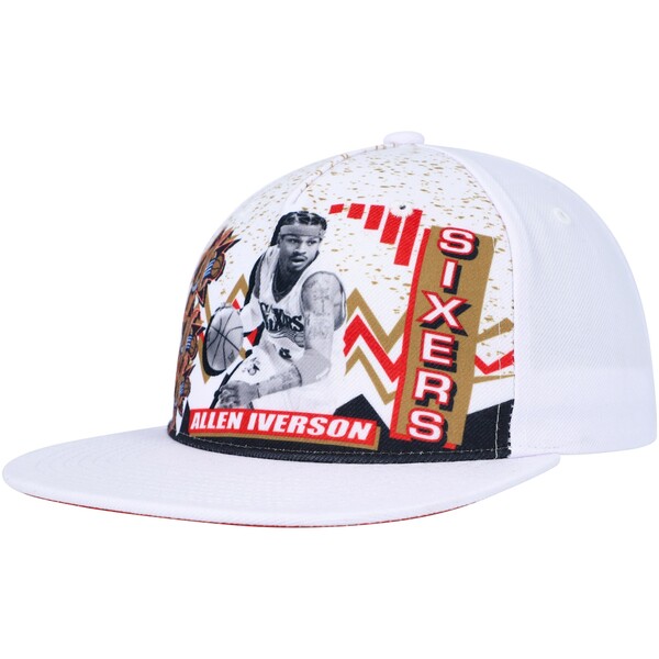 ミッチェル＆ネス ミッチェル&ネス メンズ 帽子 アクセサリー Allen Iverson Philadelphia 76ers Mitchell & Ness Hardwood Classics 90's Playa Deadstock Snapback Hat White