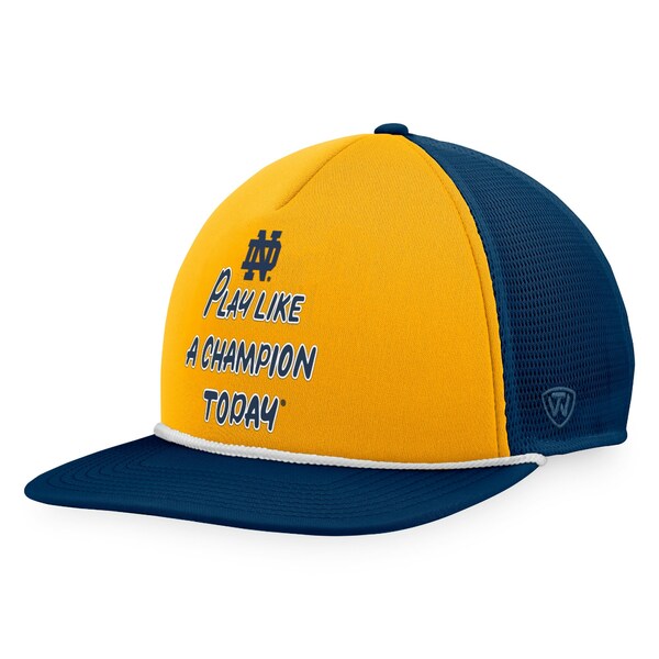 gbvEIuEUE[h Y Xq ANZT[ Notre Dame Fighting Irish Top of the World Play Like A Champion Today Foam Trucker Adjustable Hat Navy/Gold