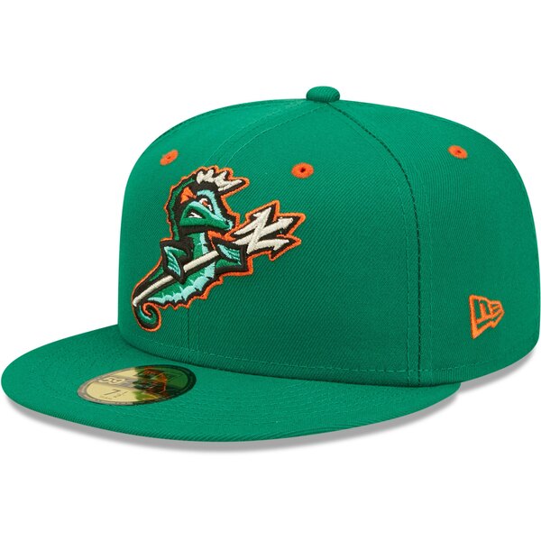 j[G Y Xq ANZT[ Norfolk Tides New Era Authentic Collection Team Home 59FIFTY Fitted Hat Green