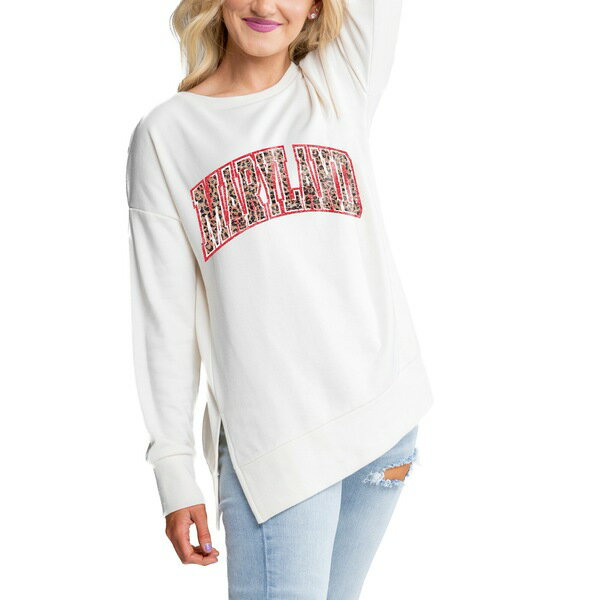 ゲームデイ レディース パーカー・スウェットシャツ アウター Maryland Terrapins Gameday Couture Women's Side Split Team Logo Pullover Top Cream