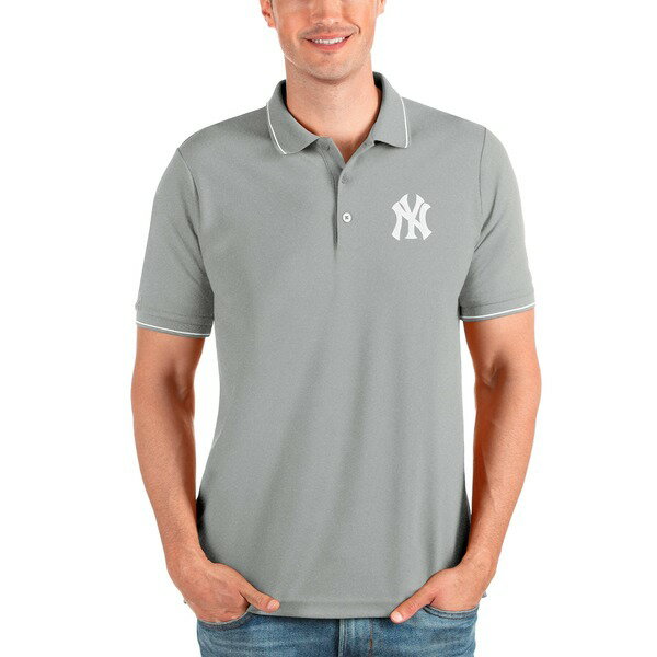 AeBOA Y |Vc gbvX New York Yankees Antigua Affluent Polo Heathered Gray