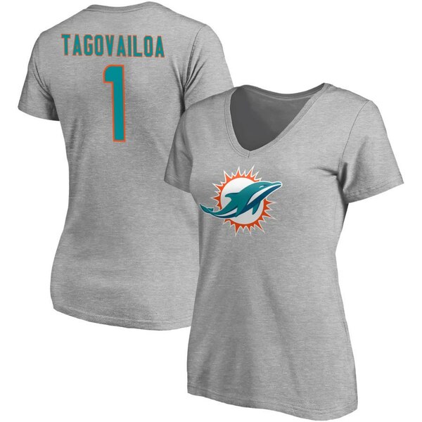 t@ieBNX fB[X TVc gbvX Miami Dolphins Fanatics Branded Women's Team Authentic Custom VNeck TShirt Gray