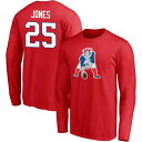 ファナティクス メンズ Tシャツ トップス New England Patriots Fanatics Branded Team Authentic Logo Personalized Name Number Long Sleeve TShirt Jones,Marcus-25