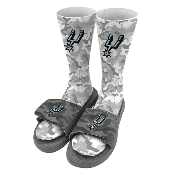 アイスライド メンズ サンダル シューズ San Antonio Spurs ISlide Camo Sock & Slide Bundle Gray