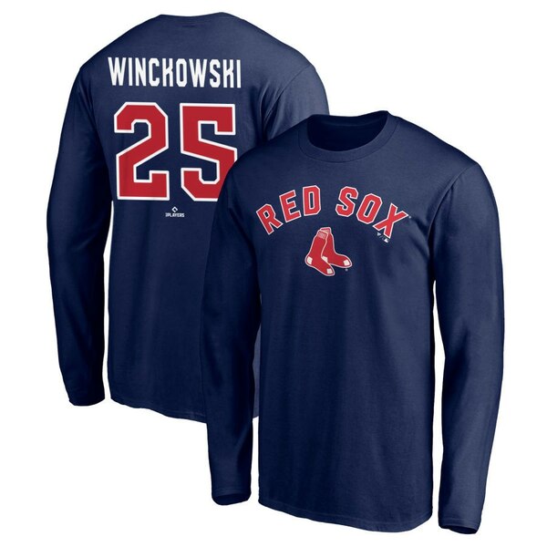 եʥƥ  T ȥåץ Boston Red Sox Fanatics Branded Personalized Winning Streak Name &Number Long Sleeve TShirt Navy