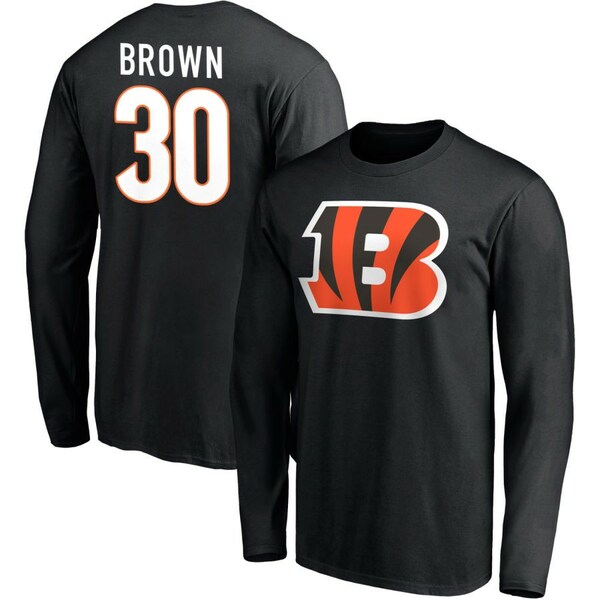 ファナティクス メンズ Tシャツ トップス Cincinnati Bengals Fanatics Branded Team Authentic Personalized Name & Number Long Sleeve TShirt Black