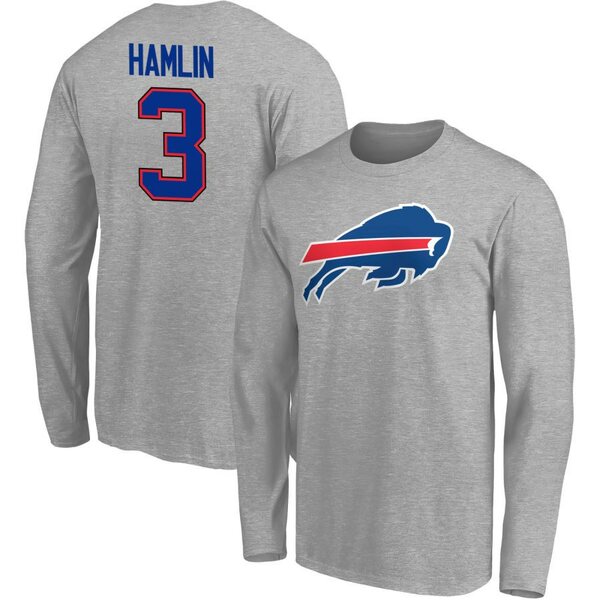 ファナティクス メンズ Tシャツ トップス Buffalo Bills Fanatics Branded Team Authentic Custom Long Sleeve TShirt Gray